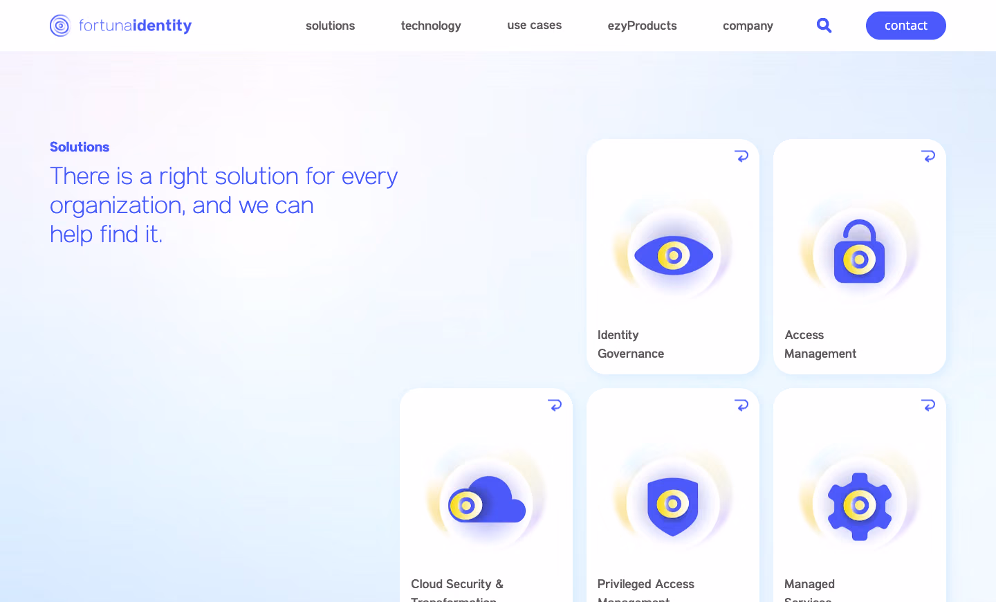 Fortuna Identity website, solutions