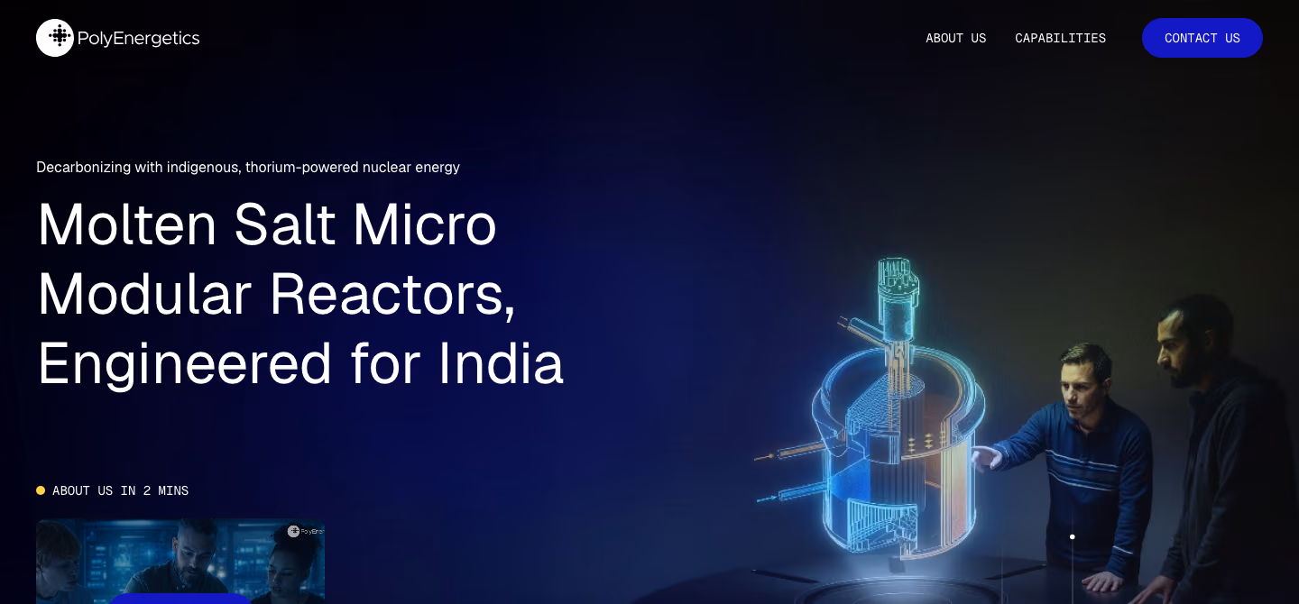 PolyEnergetics website, hero