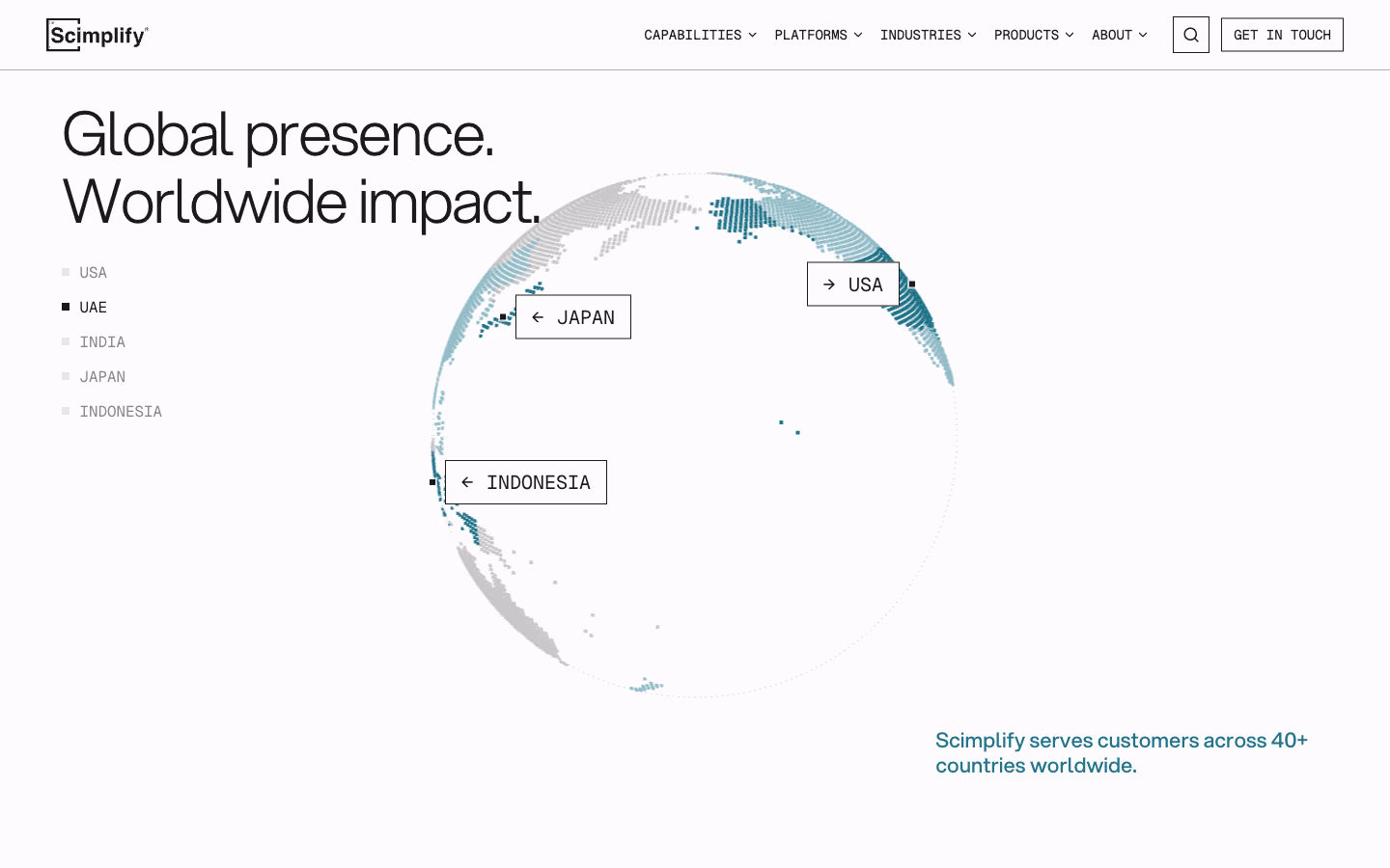 Scimplify website, where scimplify operates, on a turning globe
