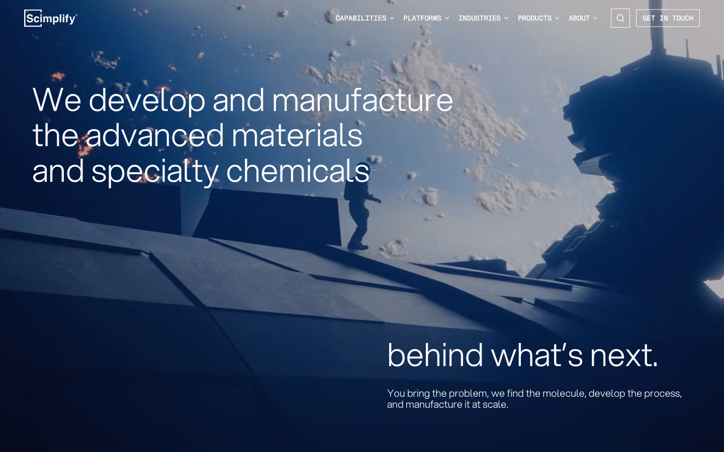 Scimplify website, the home page