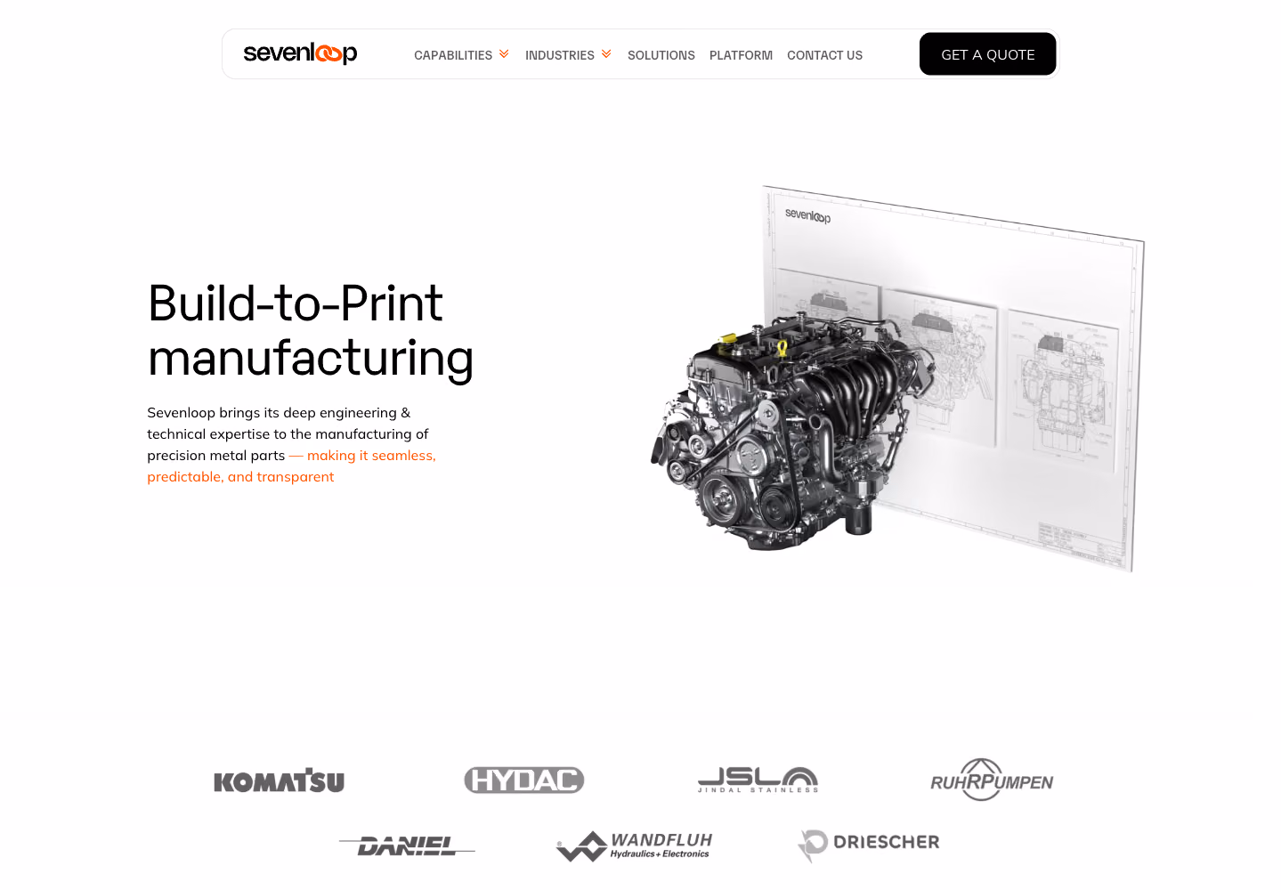 Sevenloop website, the home page